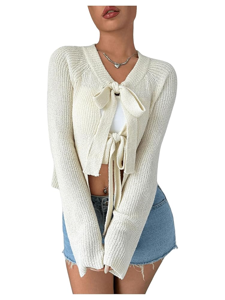 ☆美品☆BATONER 24SS NO COLLAR MESH CARDIGAN MakeMeChic Women's Ombre V Neck Colorful Cardigan Sweaters